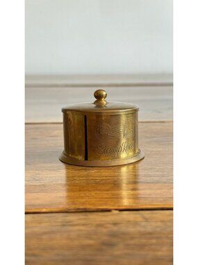 Vintage Brass Stamp Roll Holder with Embossed Detailing
